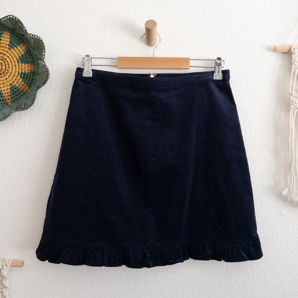 Draper James Navy Corduroy Mini Ruffle Skirt Size 6 - Picture 1 of 4
